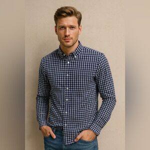 🔹 Plaid Long-Sleeve Shirt - Size M, 100% Cotton🔹